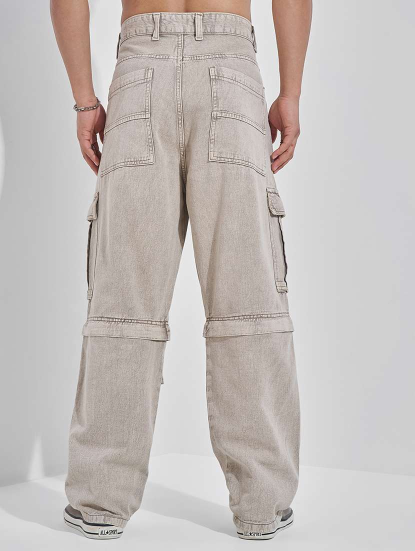 men baggy mid-rise cotton cargos jeans - 22469134 -  Standard Image - 4