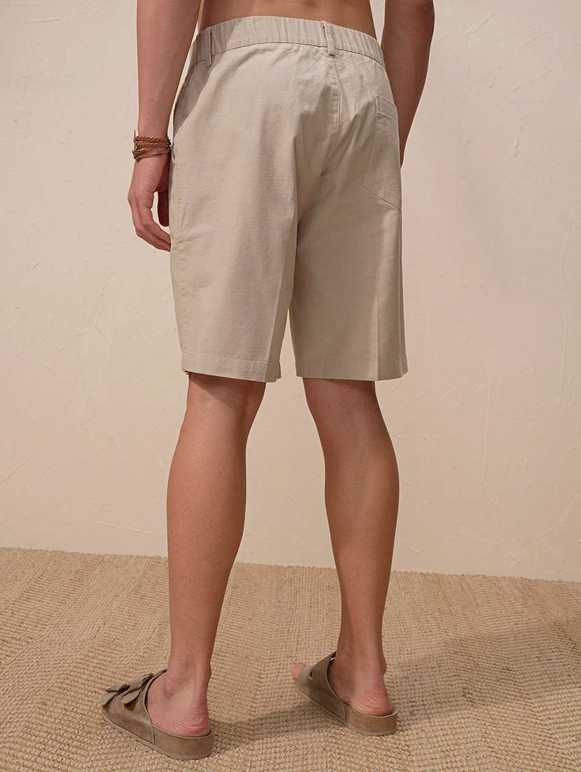 men mid rise beige cotton shorts - 22469169 -  Standard Image - 4