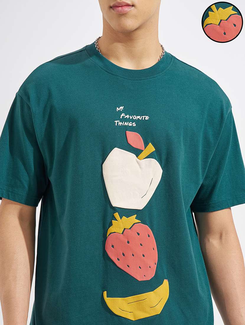 Men Green Cotton Blend Plain T-shirt - 22469244 -  Standard Image - 1