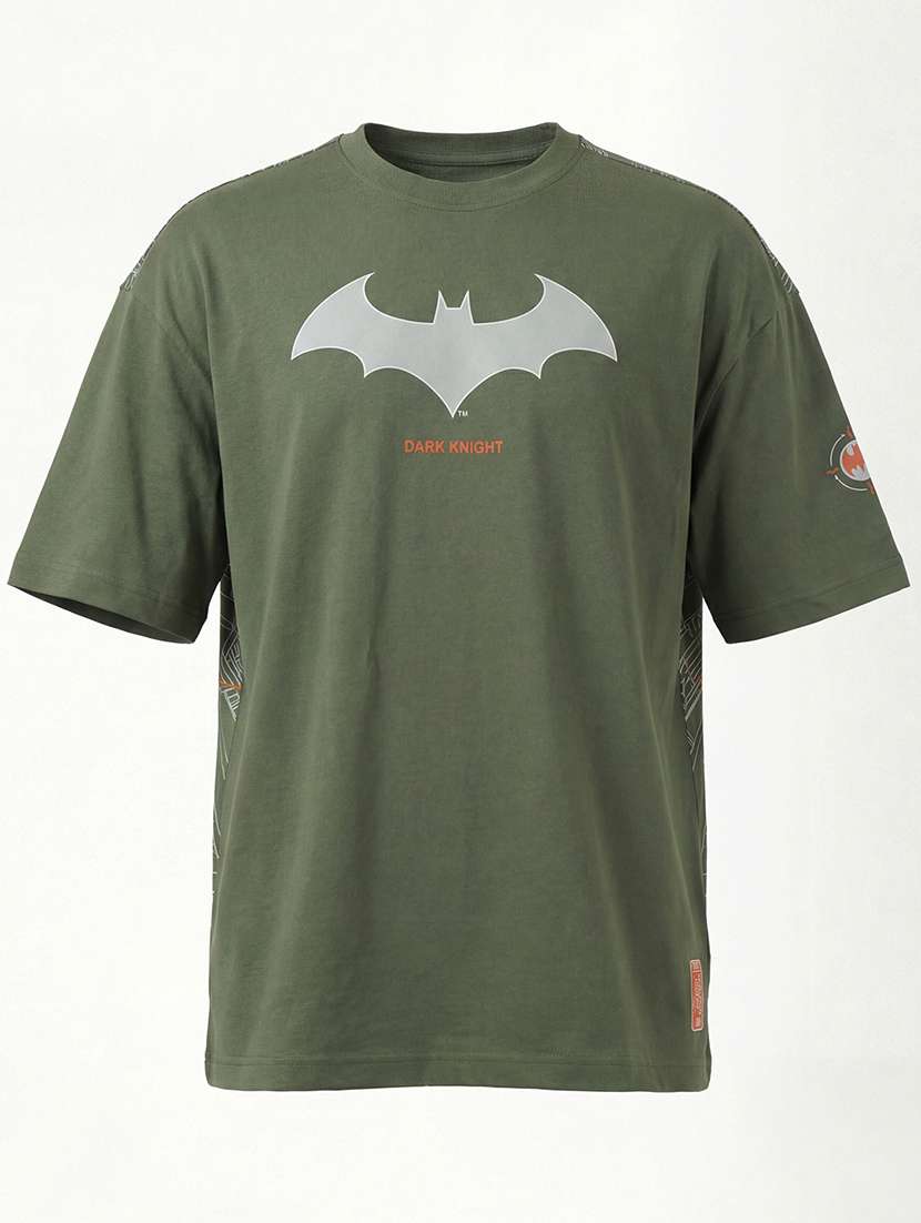 men olive round neck graphic print cotton t-shirt - 22469259 -  Standard Image - 4