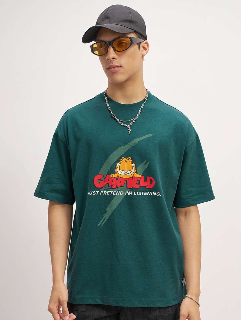 men green cotton round neck graphic t-shirt - 22469271 -  Standard Image - 1