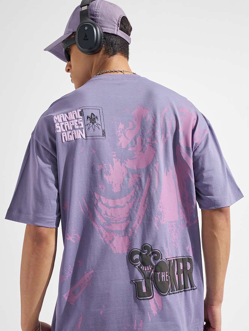 men purple cotton plain t-shirt