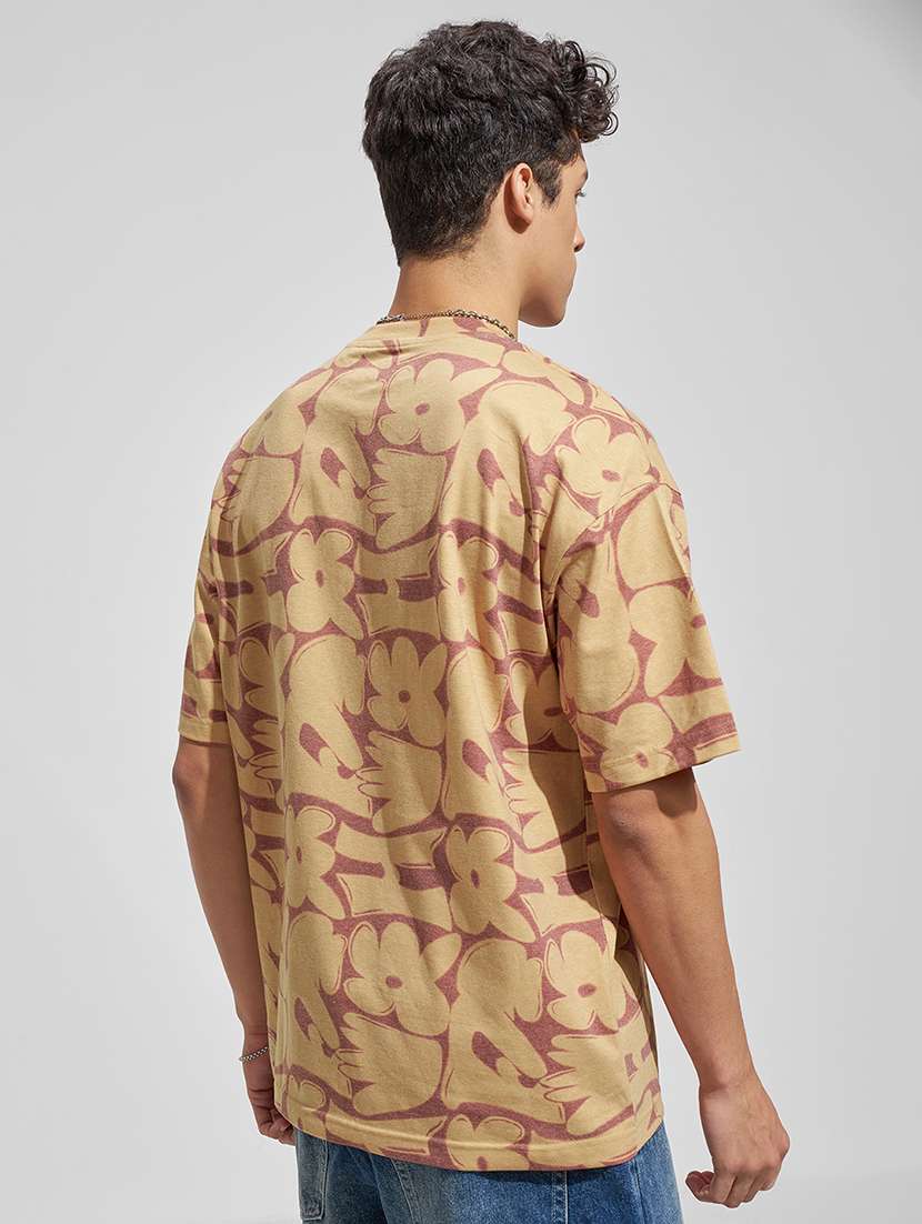 men graphic print tan round neck t-shirt - 22469296 -  Standard Image - 4