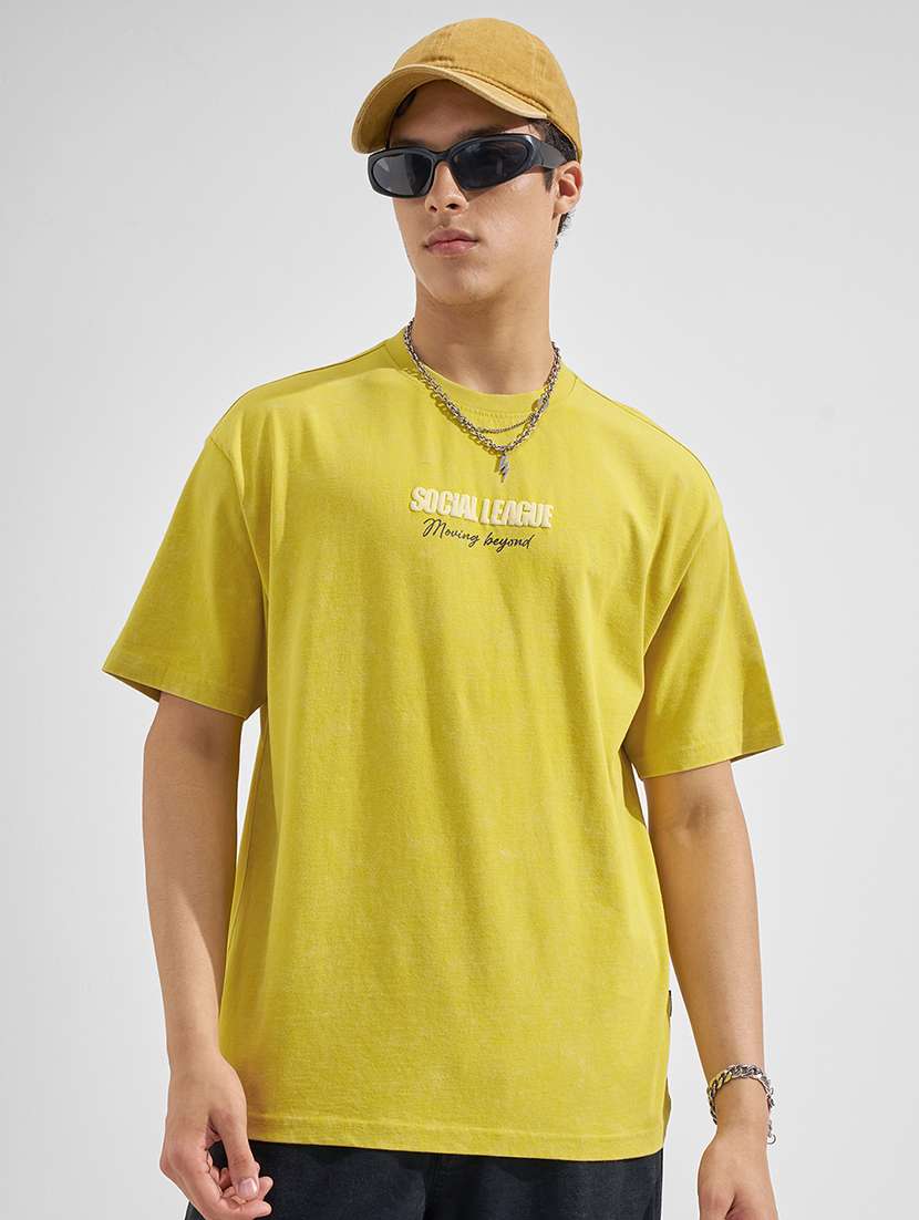 men yellow cotton plain t-shirt - 22469317 -  Standard Image - 1