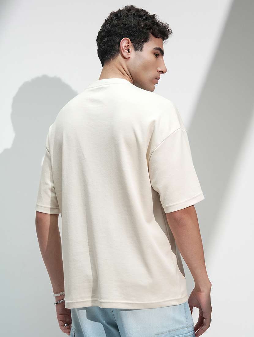 men cream cotton plain t-shirt - 22469323 -  Standard Image - 4