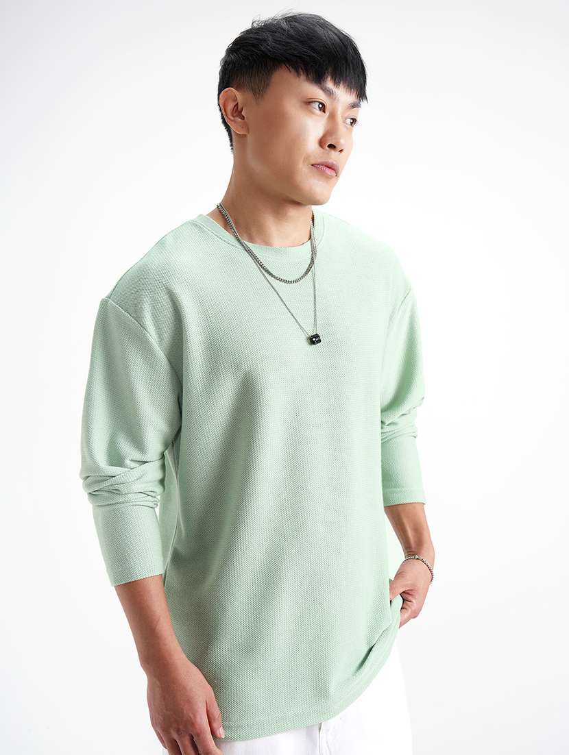men solid long sleeve relaxed fit t-shirt