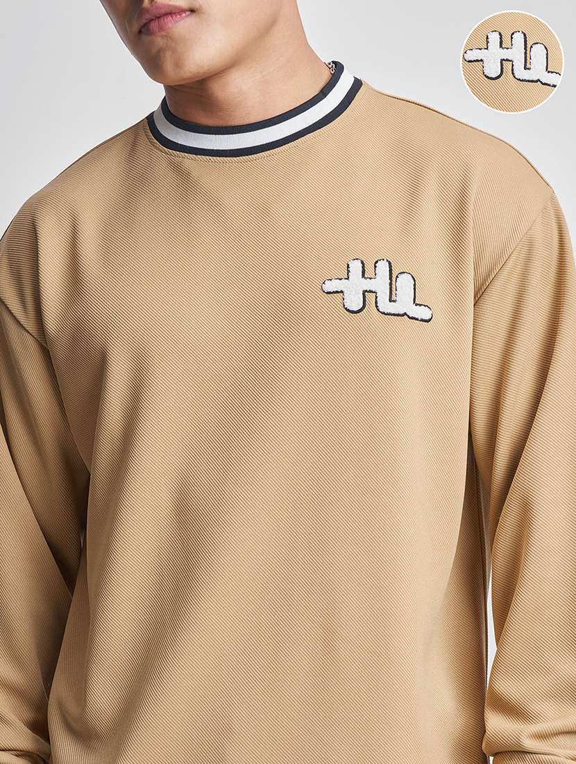 men beige polyester plain t-shirt - 22469389 -  Standard Image - 1