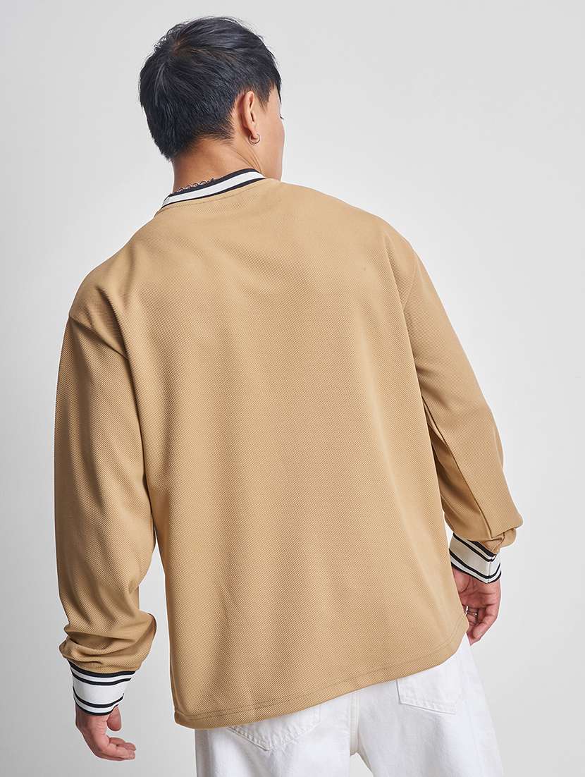 men beige polyester plain t-shirt - 22469389 -  Standard Image - 4