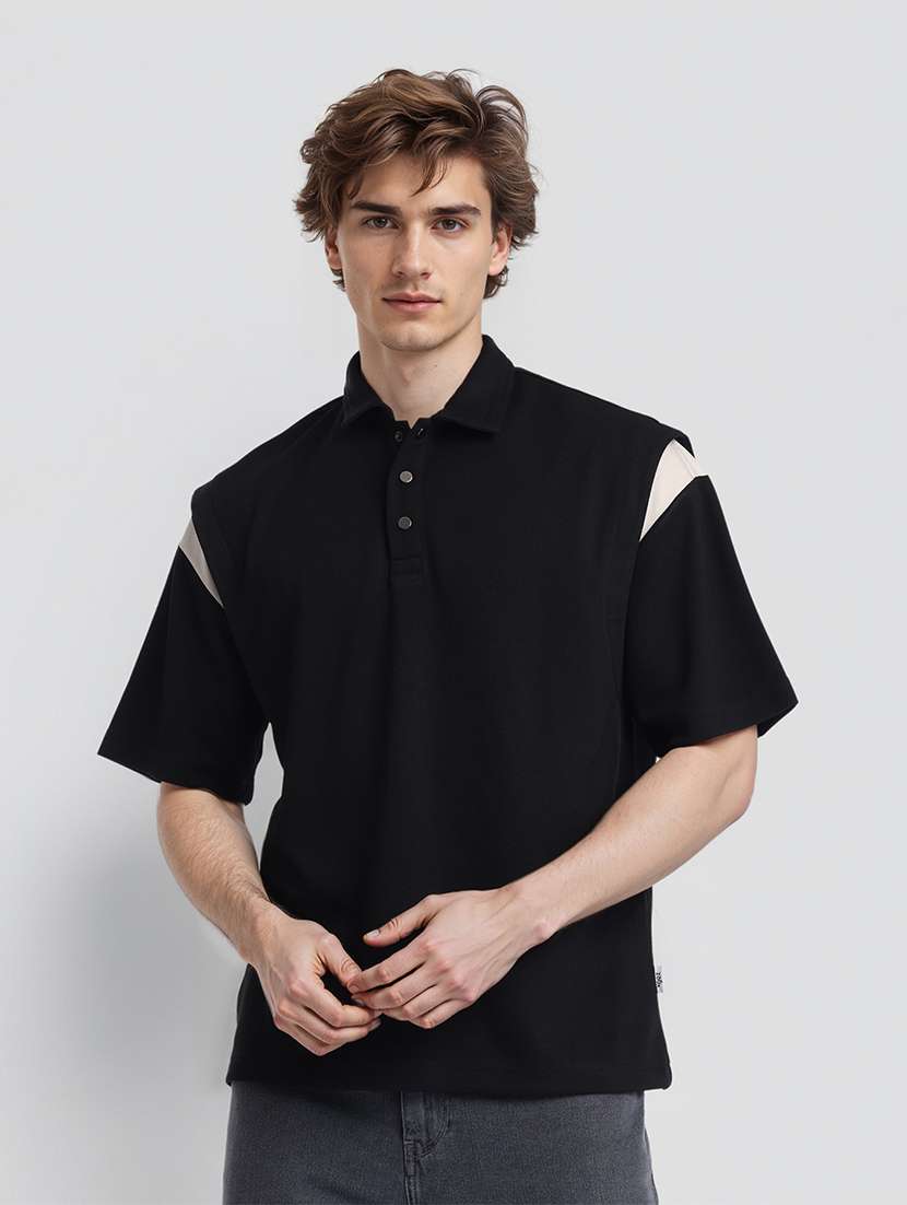 men black polyester plain t-shirt