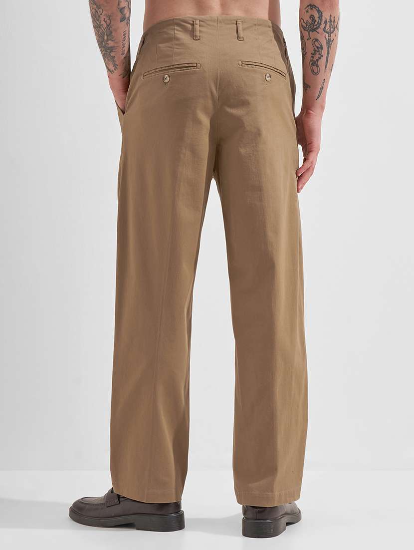 men solid mid rise pleated casual trouser - 22469457 -  Standard Image - 4