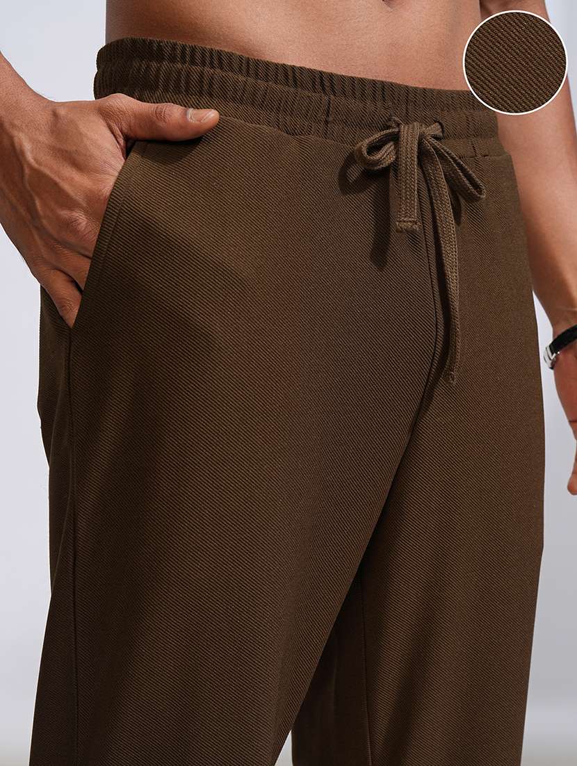 men solid mid rise full length track pant - 22469462 -  Standard Image - 1
