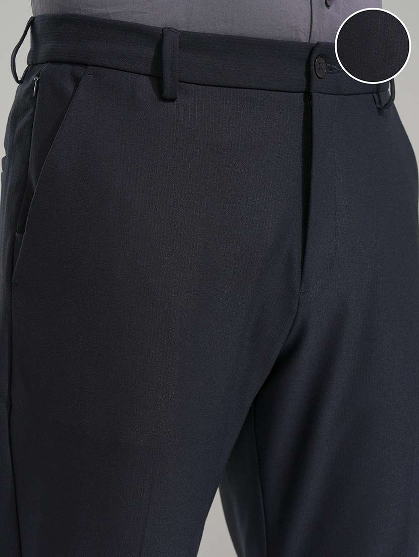 men solid mid rise full length formal trouser - 22469467 -  Standard Image - 1