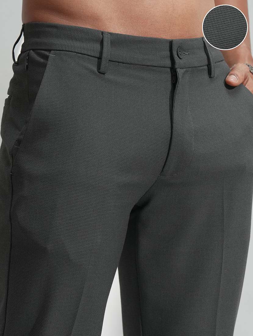 men textured mid rise chinos casual trouser - 22469473 -  Standard Image - 1