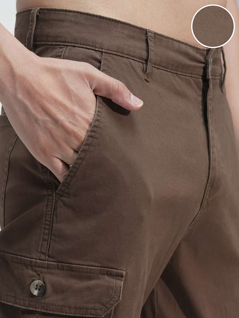 men solid mid rise regular fit cargo  - 22469478 -  Standard Image - 1