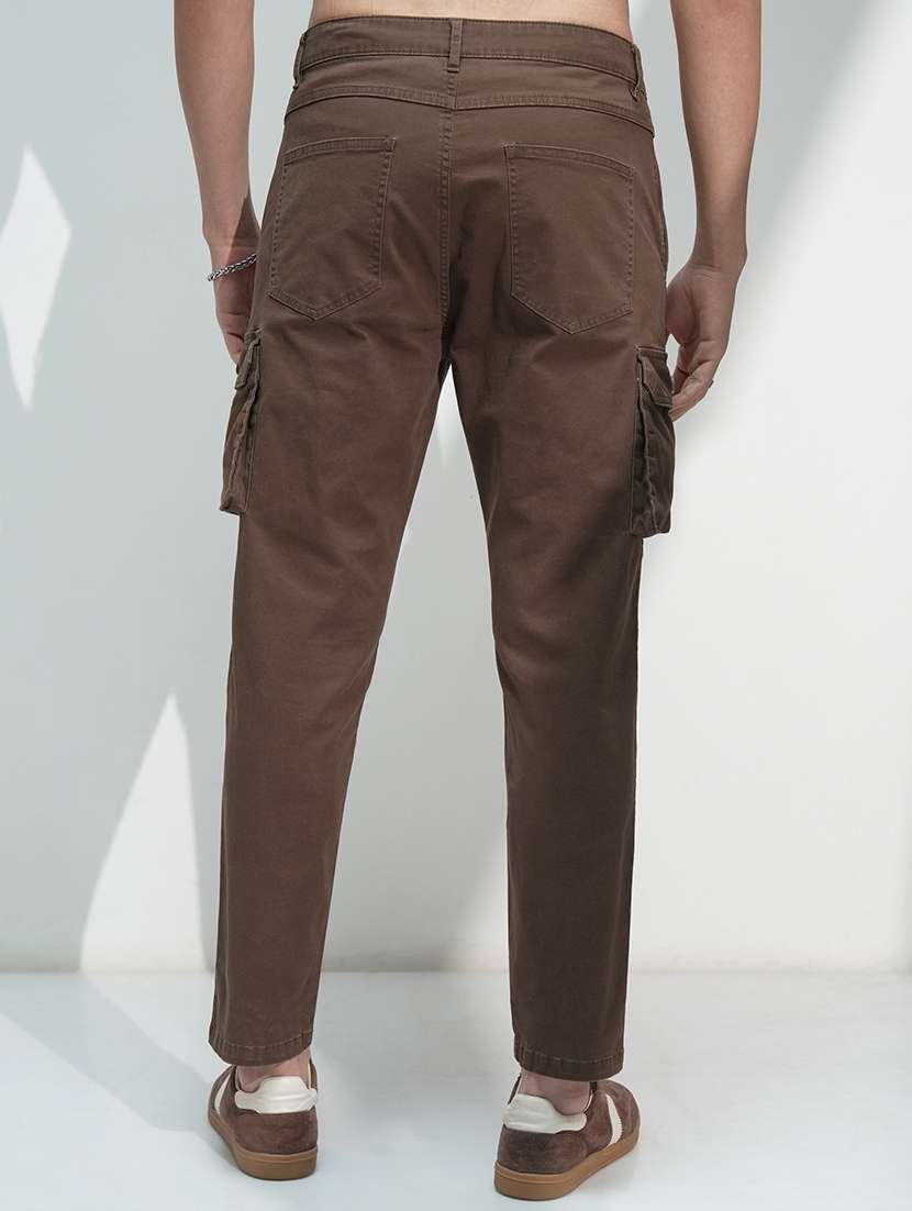 men solid mid rise regular fit cargo  - 22469478 -  Standard Image - 4
