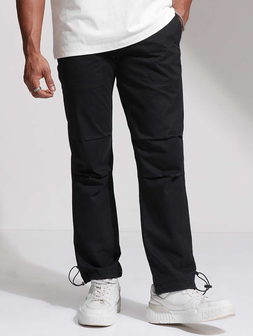 men black cotton casual trouser