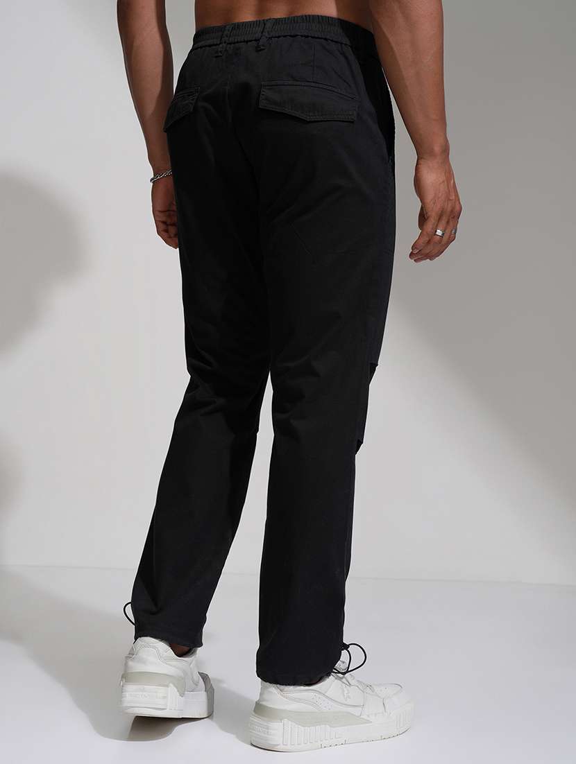 Men Black Cotton Casual Trouser - 22469479 -  Standard Image - 4