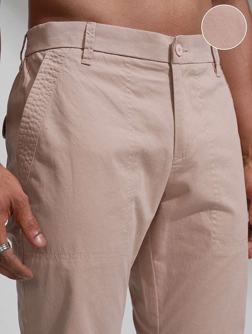 men casual solid cotton chinos trouser pant - 22469480 -  Standard Image - 1