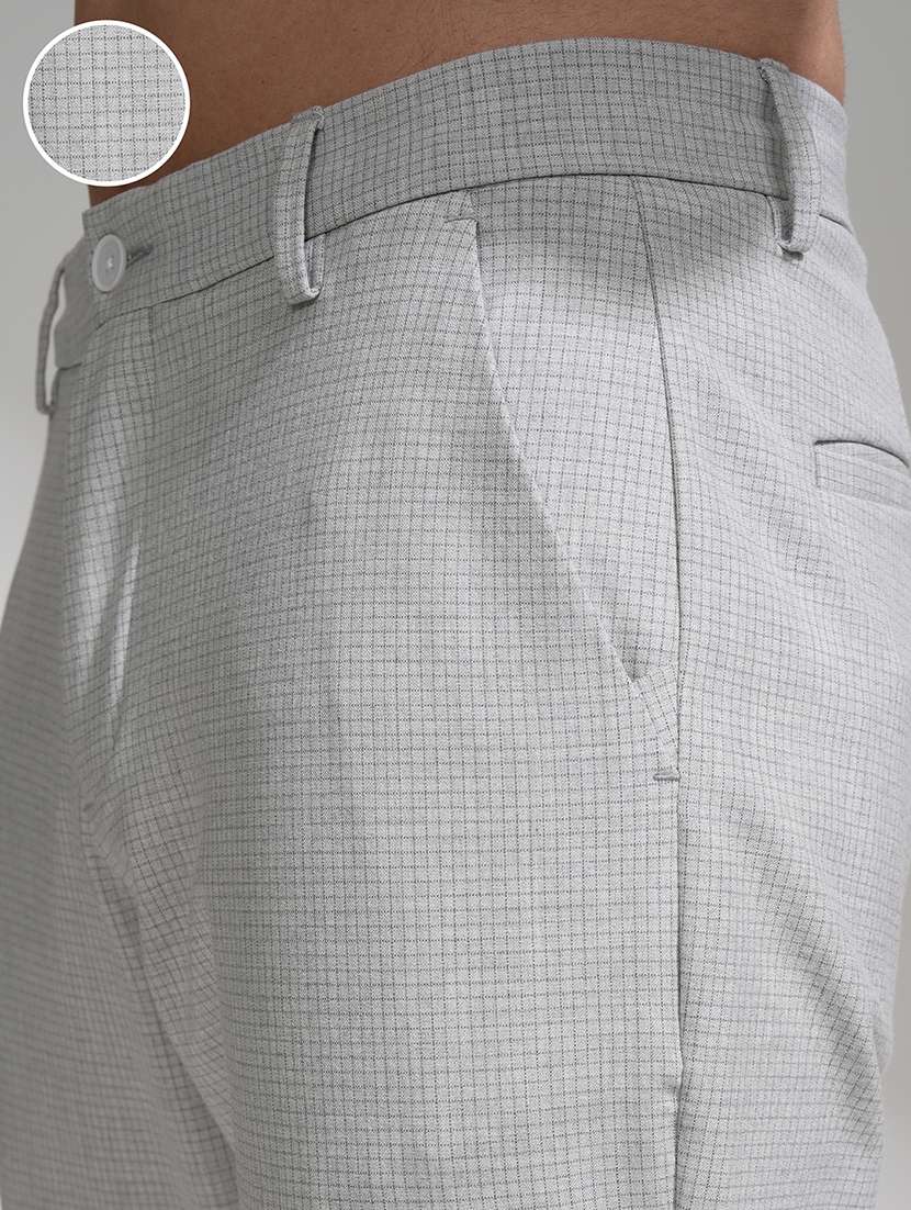 men checkered mid rise flat front formal trouser - 22469487 -  Standard Image - 1