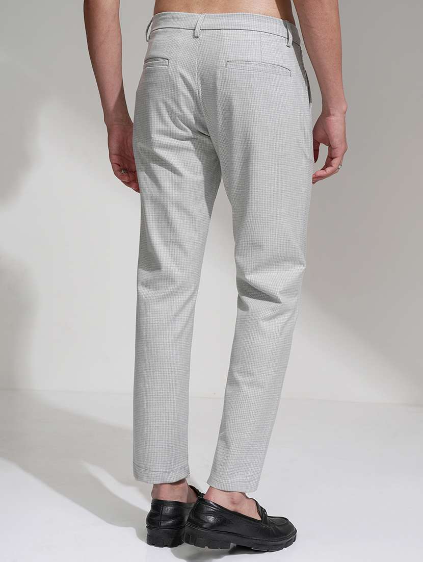 men checkered mid rise flat front formal trouser - 22469487 -  Standard Image - 4