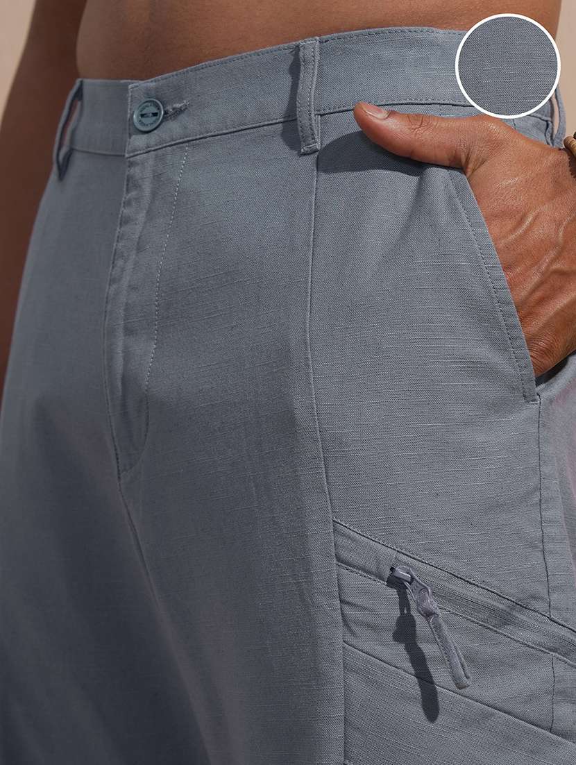 Men Solid Mid Rise Regular Fit Cargo - 22469489 -  Standard Image - 1