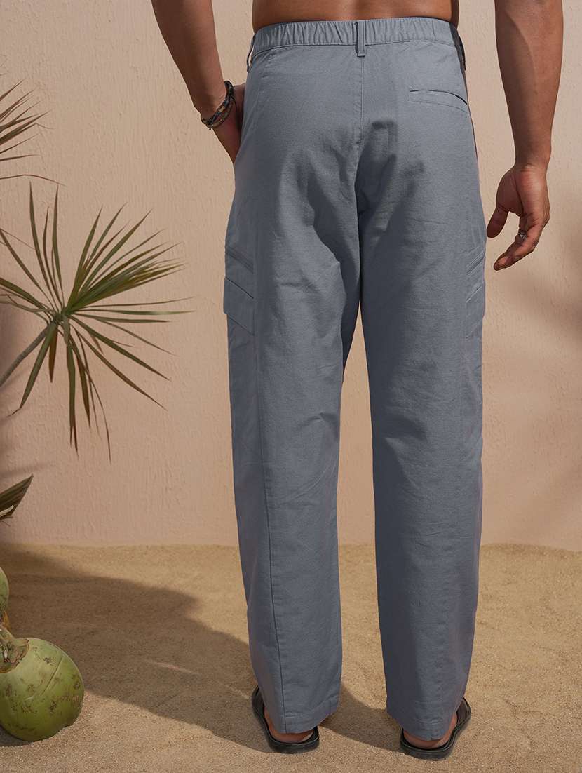 Men Solid Mid Rise Regular Fit Cargo - 22469489 -  Standard Image - 4