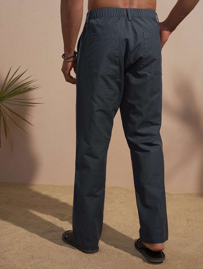 men casual cotton trouser solid regular fit - 22469495 -  Standard Image - 4