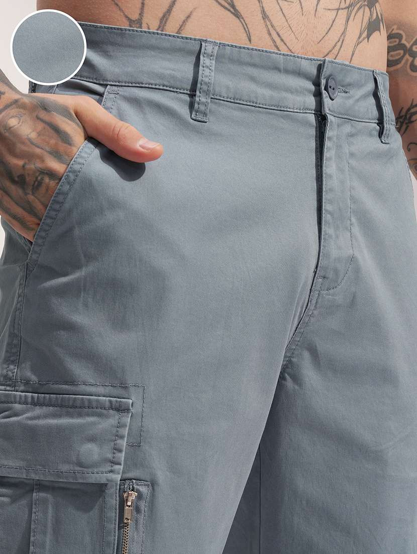 men solid cotton cargo trousers for men - 22469505 -  Standard Image - 1