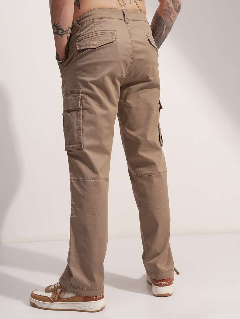 Men Brown Cotton Pleated Casual Trouser - 22469506 -  Standard Image - 4