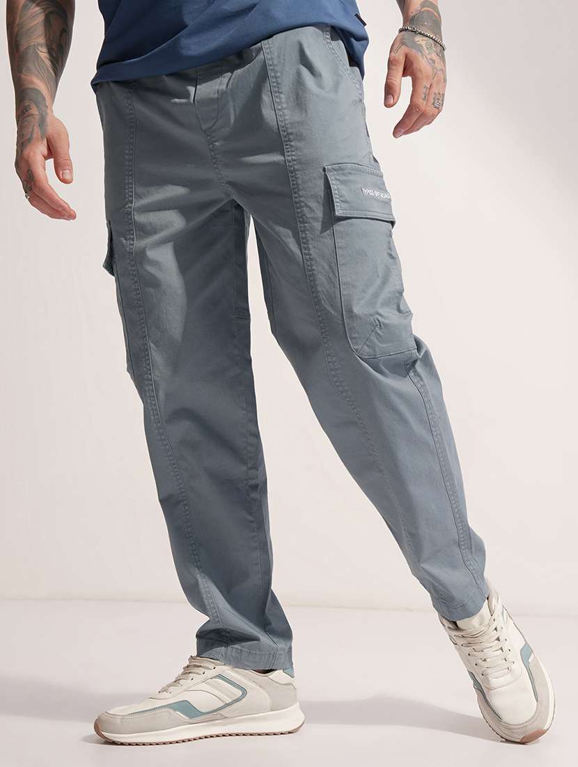 grey cotton casual trouser