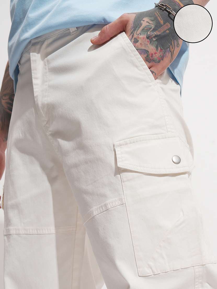 Men Solid Mid Rise Regular Fit Cargo - 22469514 -  Standard Image - 1