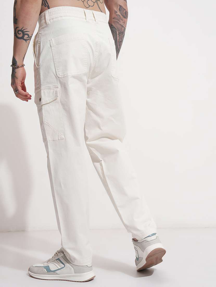Men Solid Mid Rise Regular Fit Cargo - 22469514 -  Standard Image - 4