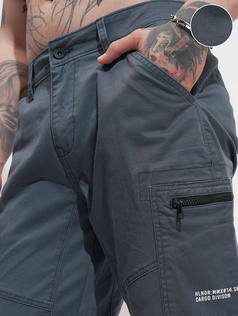men solid mid rise regular fit cargo  - 22469515 -  Standard Image - 1