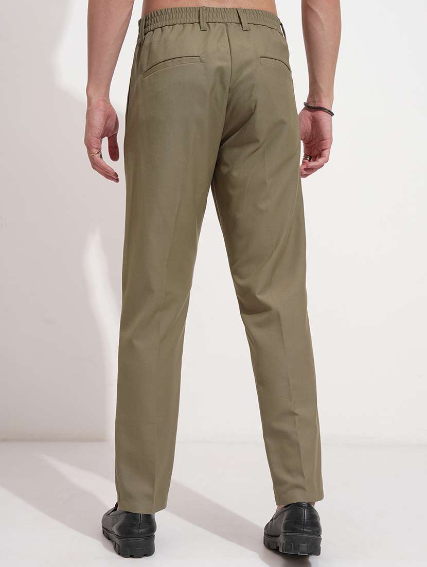men green polyester pleated casual trouser - 22469518 -  Standard Image - 4