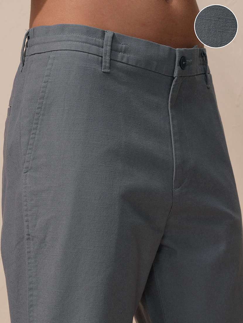 men solid mid rise chinos casual trouser - 22469522 -  Standard Image - 1