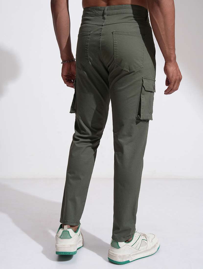 men solid mid rise regular fit cargo  - 22469523 -  Standard Image - 4