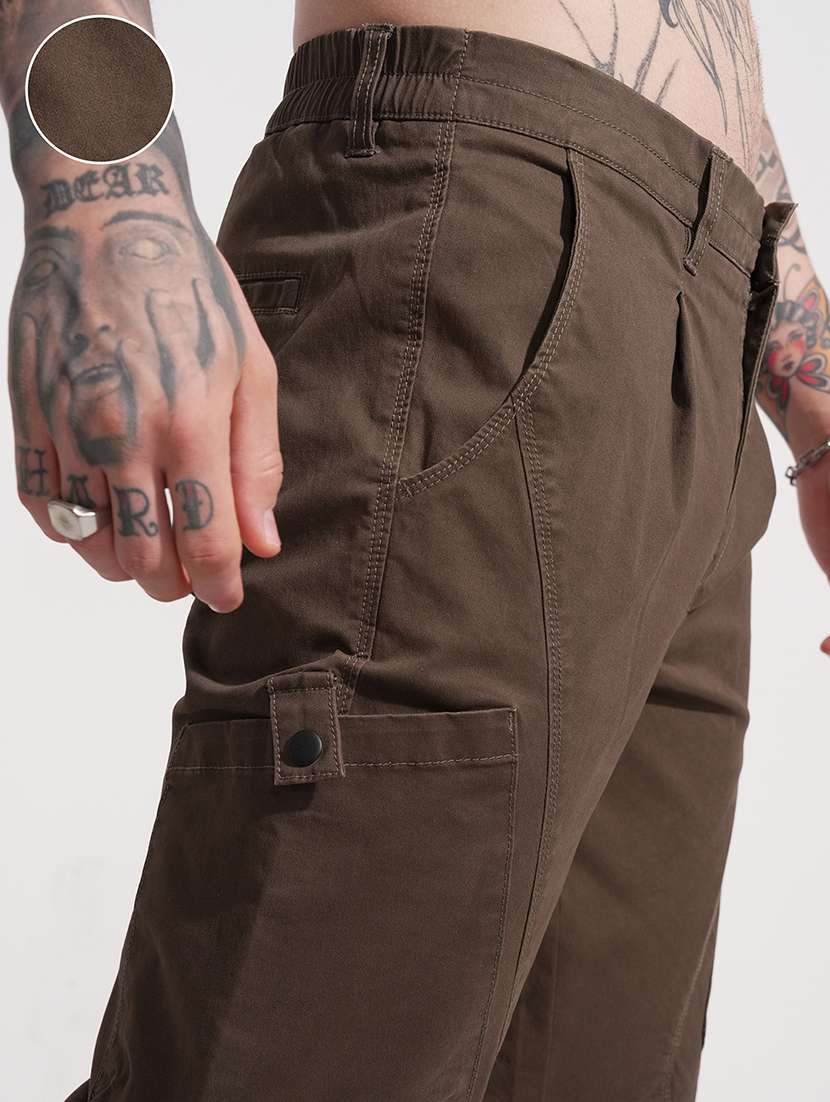 men trousers regular fit solid cotton casual wear - 22469530 -  Standard Image - 1
