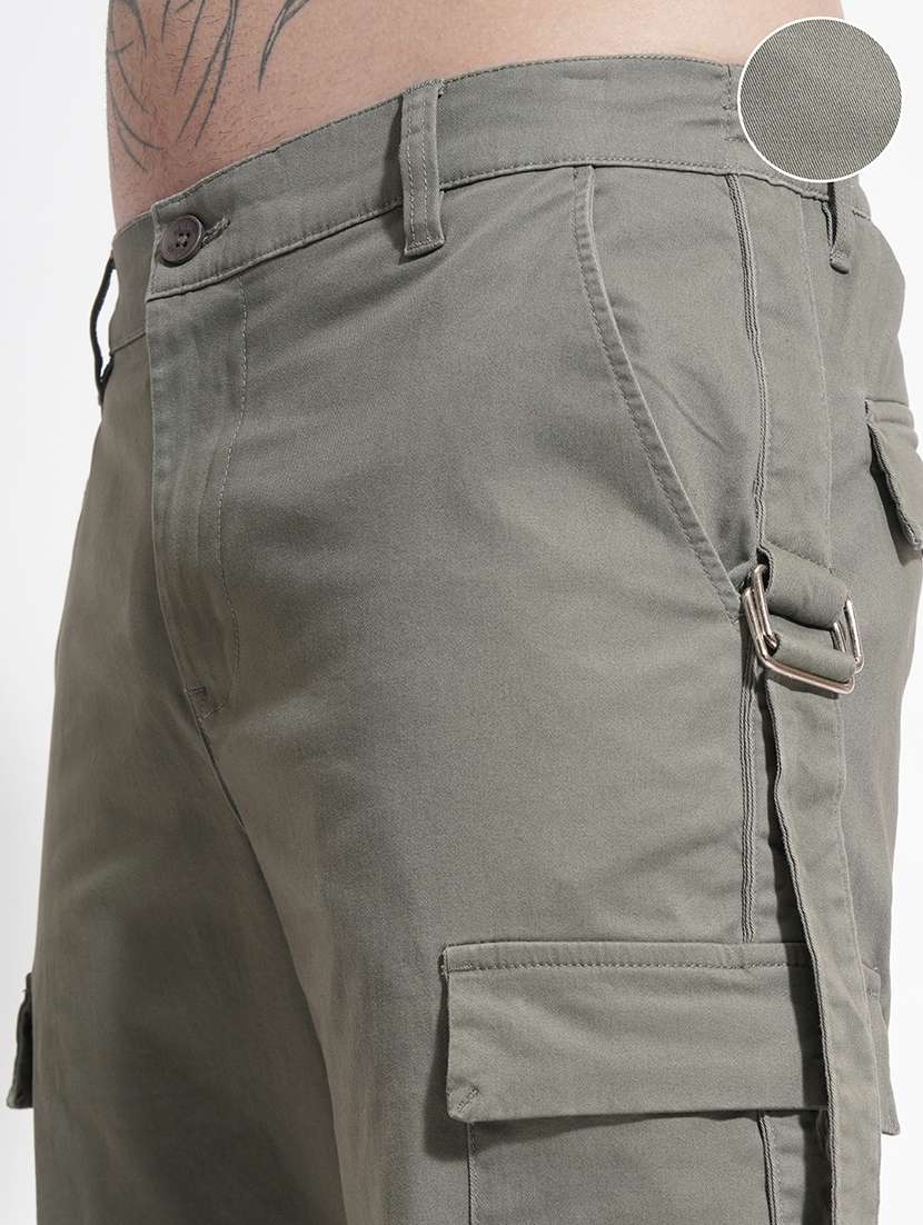 Men Solid Mid Rise Regular Fit Cargo - 22469538 -  Standard Image - 1