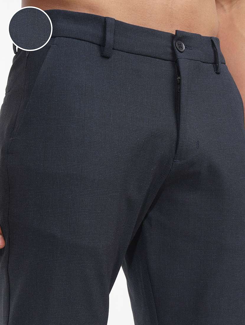 men checkered mid rise flat front formal trouser - 22469540 -  Standard Image - 1