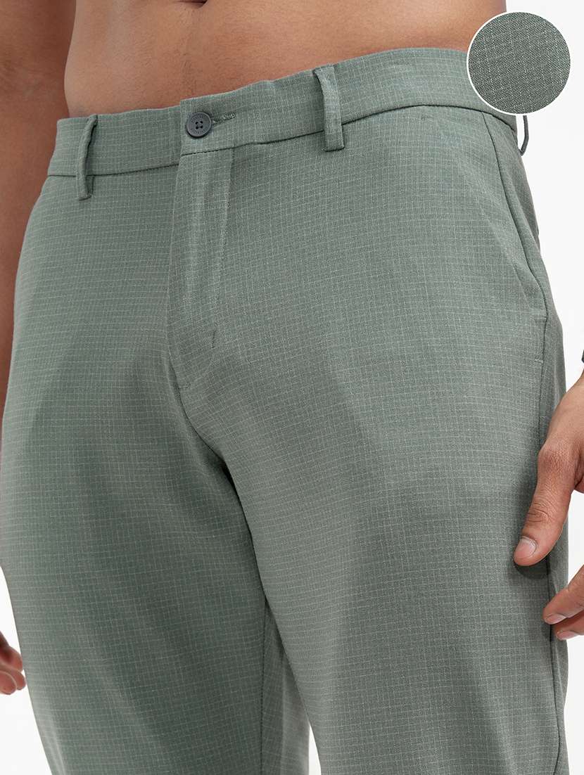 men checkered mid rise flat front formal trouser - 22469541 -  Standard Image - 1