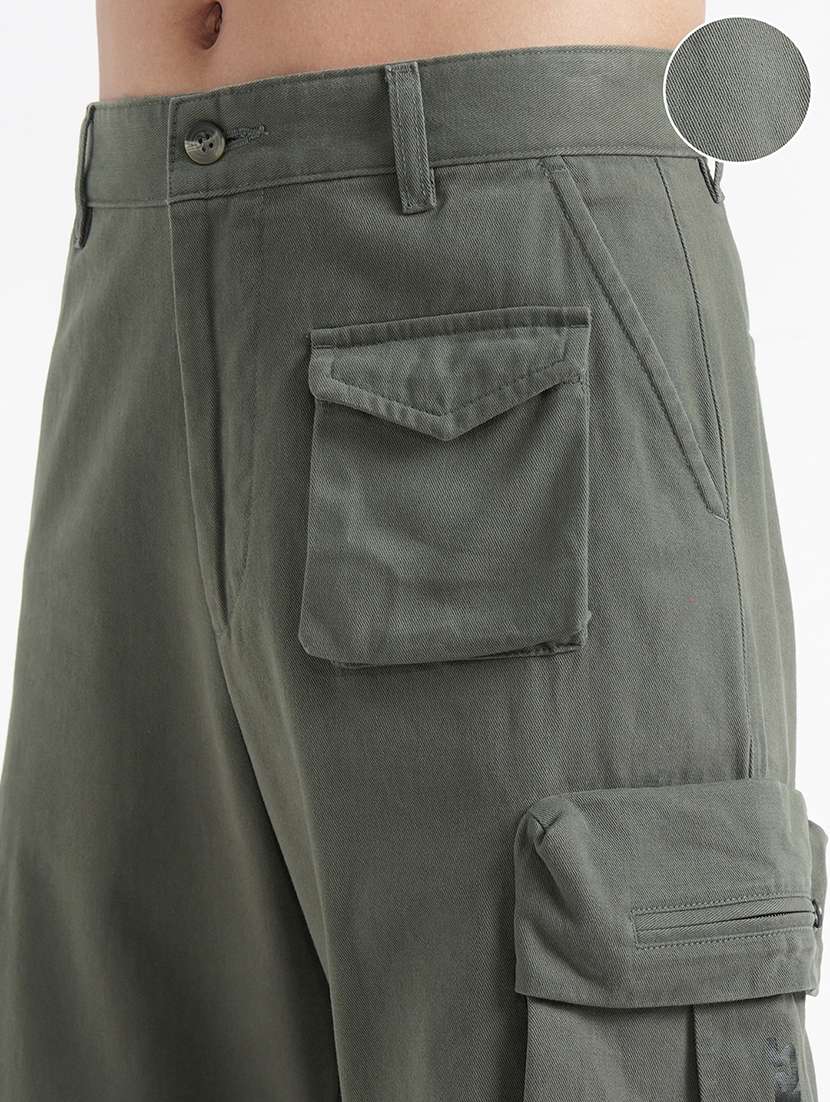 men solid mid rise relaxed fit cargo - 22469544 -  Standard Image - 1