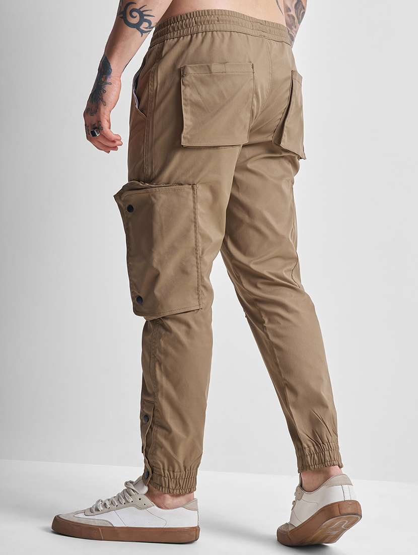 men khaki polyester casual trouser - 22469547 -  Standard Image - 4