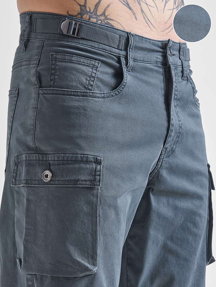men solid mid rise regular fit cargo  - 22469550 -  Standard Image - 1
