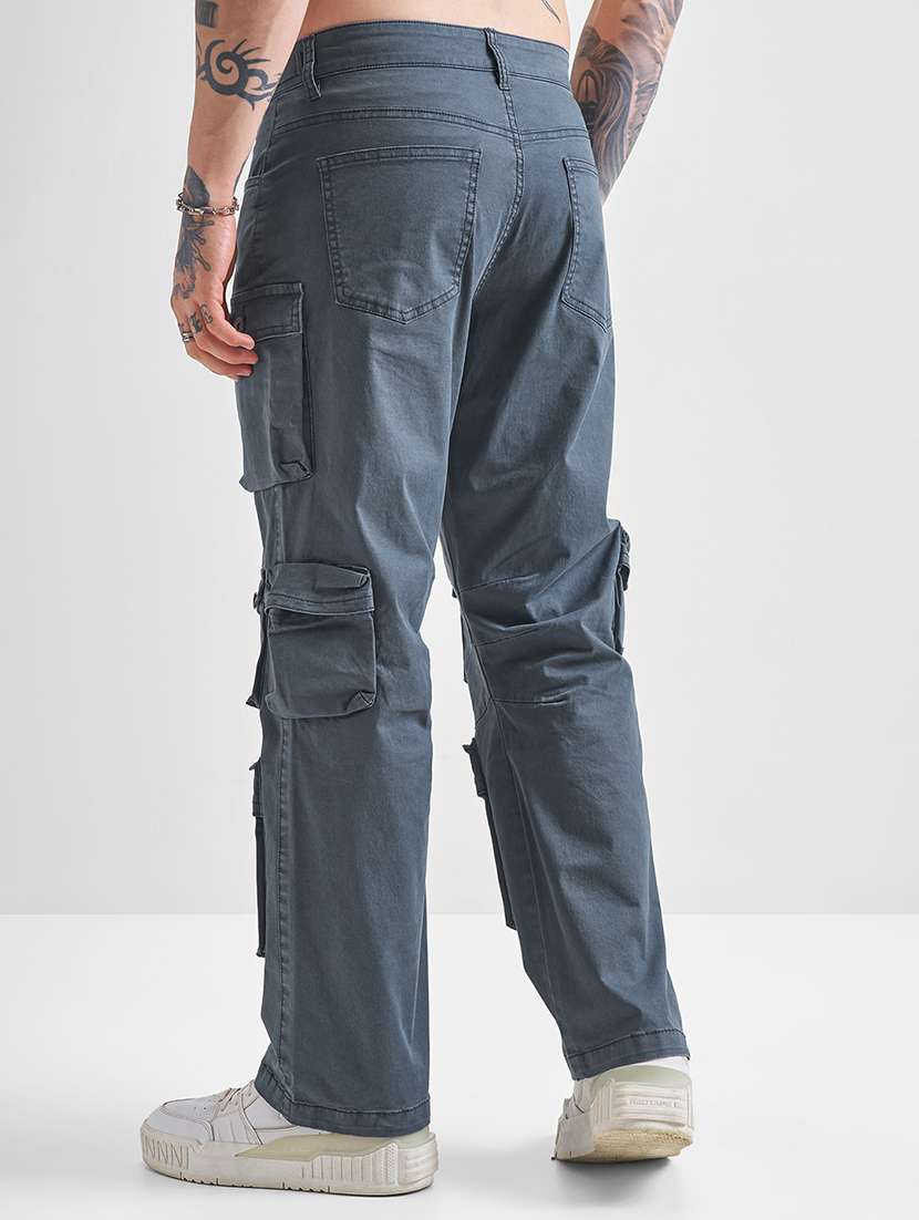 men solid mid rise regular fit cargo  - 22469550 -  Standard Image - 4