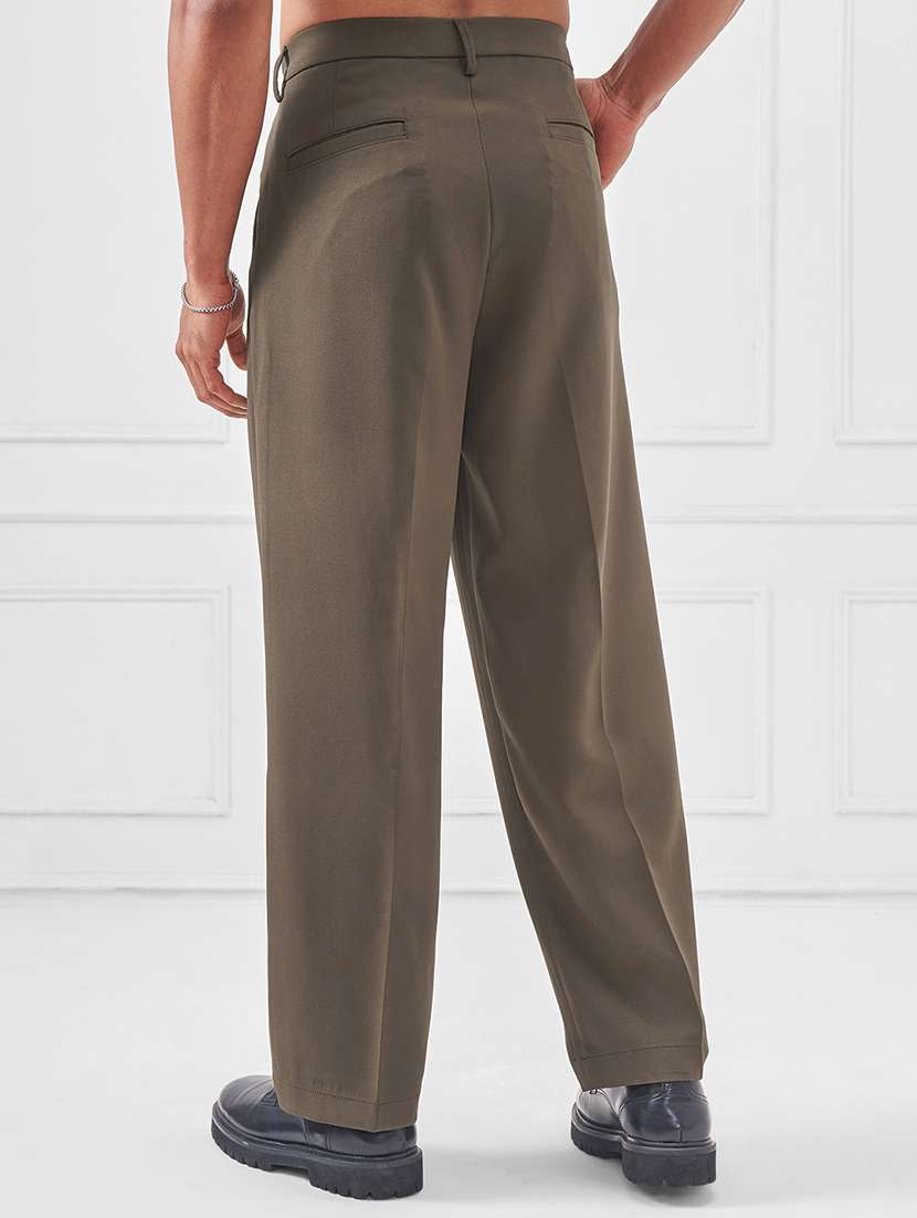 men solid mid rise pleated casual trouser - 22469559 -  Standard Image - 4