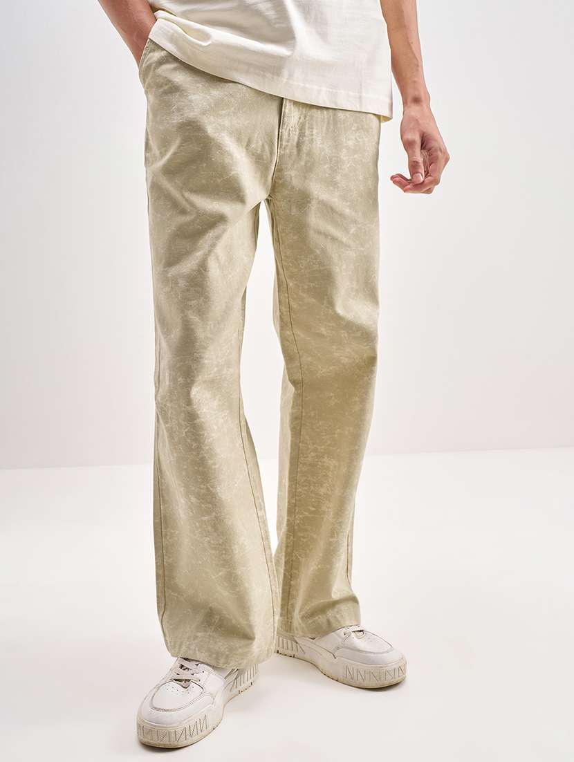 men brown cotton casual trouser