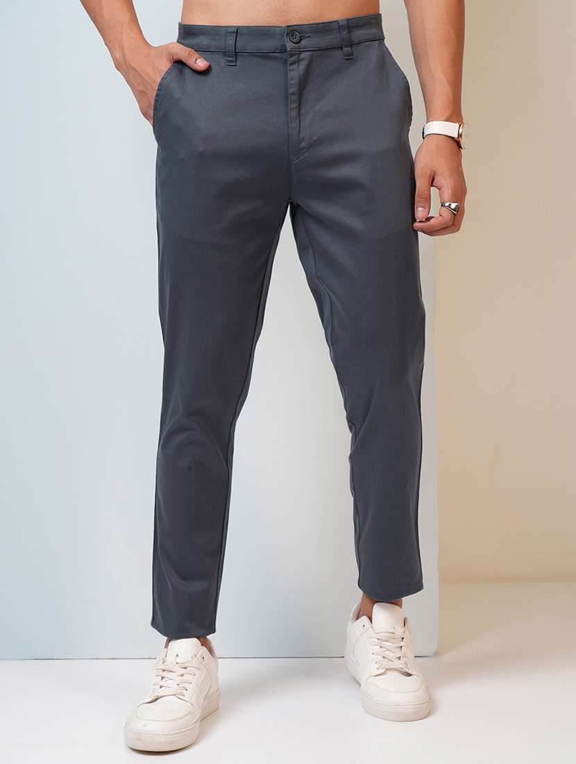men blue cotton chinos casual trouser