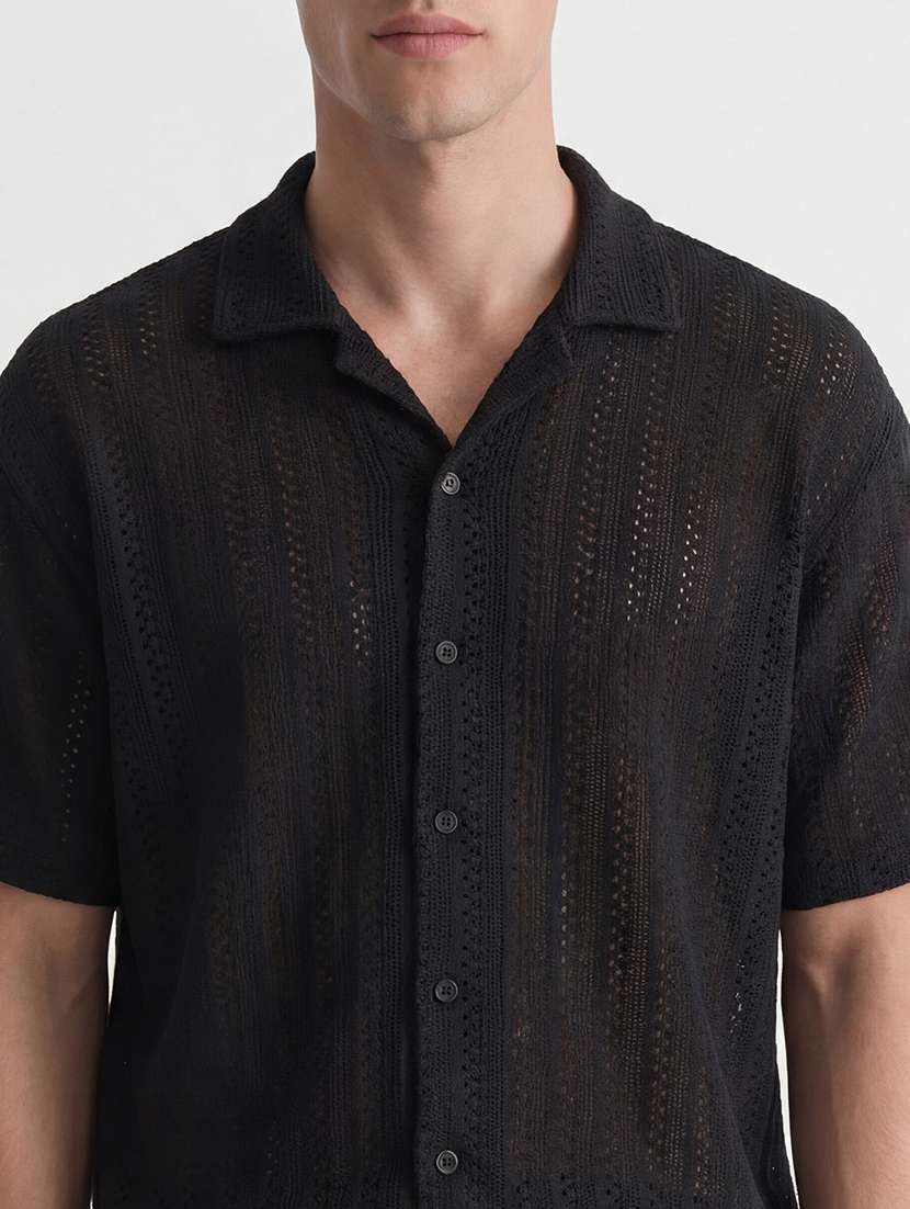 Men Self Design Cotton Cuban Collar Shirt - 22469619 -  Standard Image - 1