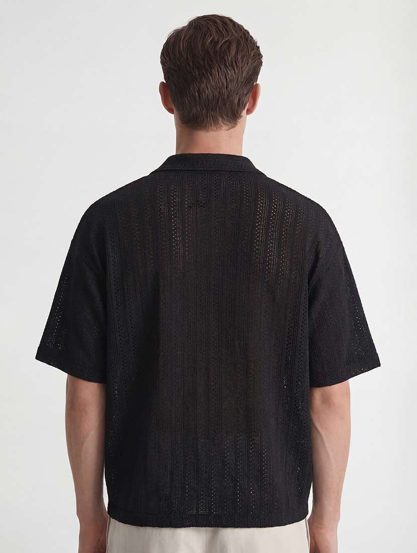 Men Self Design Cotton Cuban Collar Shirt - 22469619 -  Standard Image - 4
