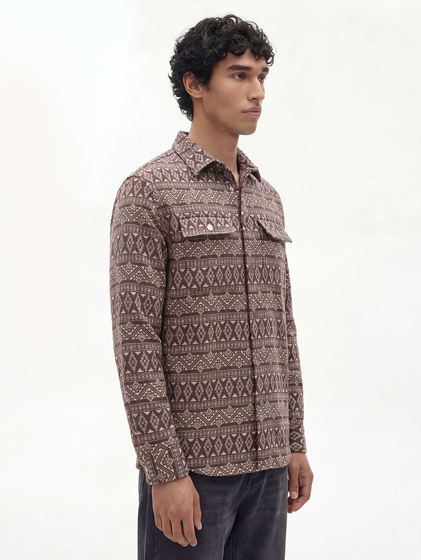 men brown cotton casual shirt - 22469621 -  Standard Image - 1
